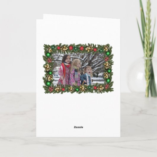 おもしろいクリスマスリースフォトフレーム家族ニュースレター シーズンカード (裏面)