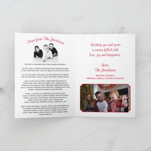 おもしろいクリスマスリースフォトフレーム家族ニュースレター シーズンカード (内部)