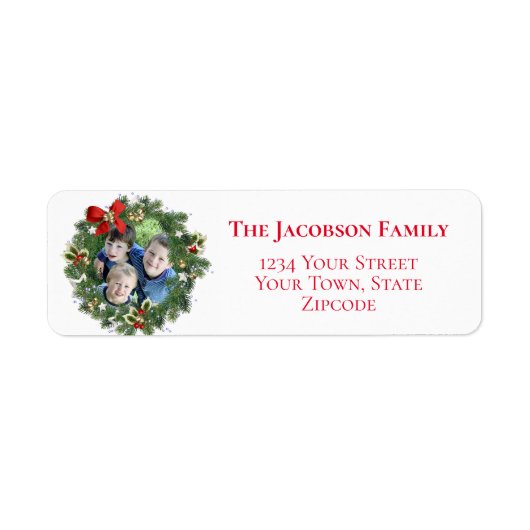 おもしろいクリスマスリースフォトフレーム差出人住所 ラベル (正面)