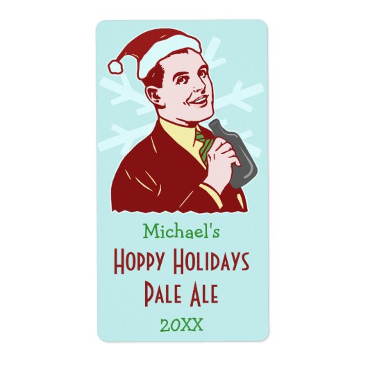 おもしろいクリスマスレトロホリデービールブルーイングボトル ラベル (正面)