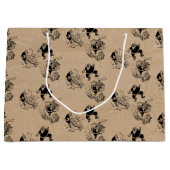 おもしろいクリスマスレトロヴィンテージサンタクラフトパターン ラージペーパーバッグ (正面)