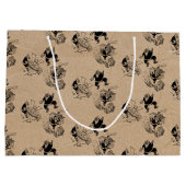 おもしろいクリスマスレトロヴィンテージサンタクラフトパターン ラージペーパーバッグ (裏面)