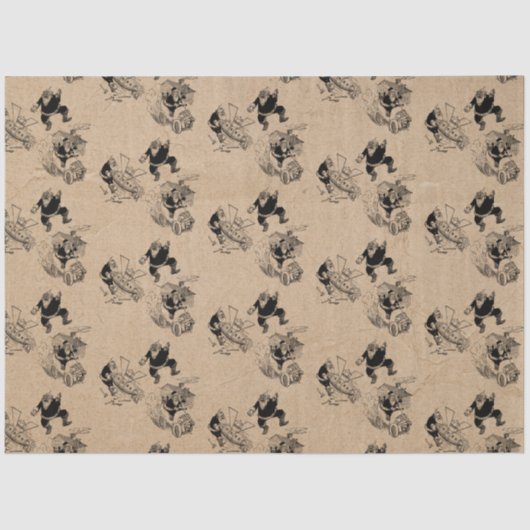 おもしろいクリスマスレトロヴィンテージサンタクラフトパターン 薄葉紙 (正面)