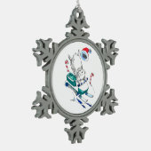 おもしろいクリスマスレミング雪だるま スノーフレークピューターオーナメント (左)