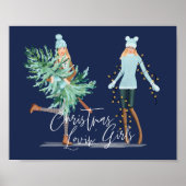 おもしろいクリスマスロヴィンガールズホールディングツリー&ライトズ ポスター (正面)