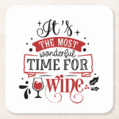 おもしろいクリスマスワインホリデーパーティー スクエアペーパーコースター (正面)