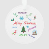 おもしろいクリスマスワードクラウドデザイン オーナメント (裏面)