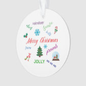 おもしろいクリスマスワードクラウドデザイン オーナメント (正面)