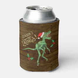 おもしろいクリスマスヴェロキラプトルモノグラムの恐竜 缶クーラー