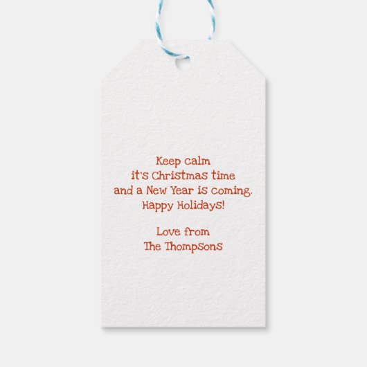 おもしろいクリスマス休暇ことわざフェスティバルバード ギフトタグ (裏面)