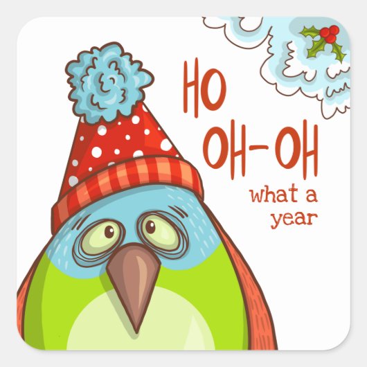 おもしろいクリスマス休暇ことわざフェスティバルバード スクエアシール (正面)
