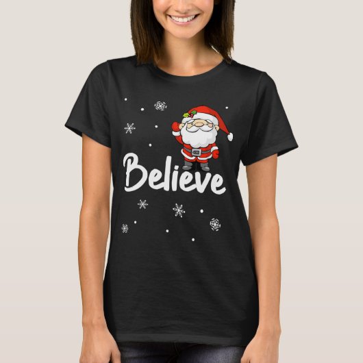 おもしろいクリスマス信じサン Tシャツ (正面)