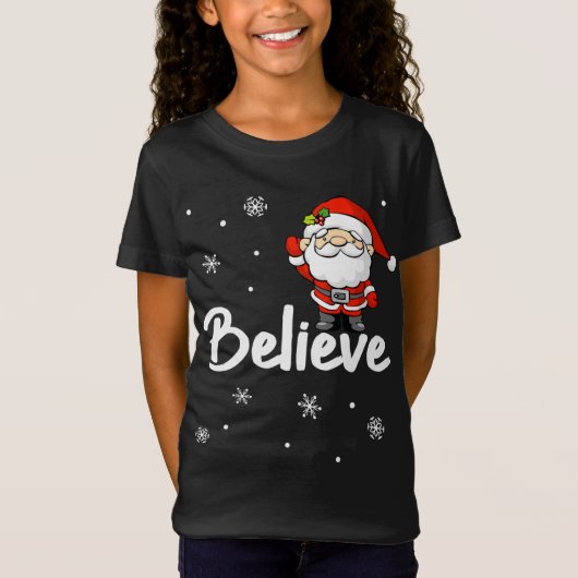 おもしろいクリスマス信じサン Tシャツ (正面)
