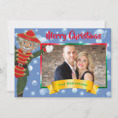 おもしろいクリスマス写真コラージュくるみ割りグリーティング シーズンカード (正面)