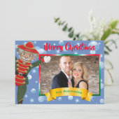 おもしろいクリスマス写真コラージュくるみ割りグリーティング シーズンカード (スタンド正面)