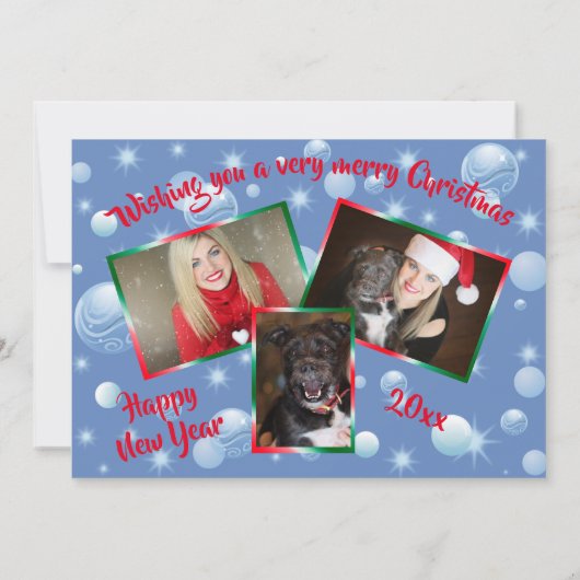 おもしろいクリスマス写真コラージュくるみ割りグリーティング シーズンカード (裏面)