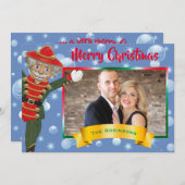 おもしろいクリスマス写真コラージュくるみ割りグリーティング シーズンカード (正面/裏面)