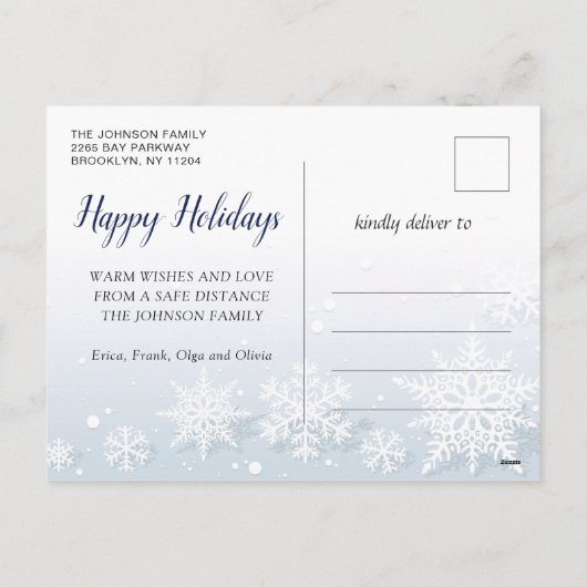 おもしろいクリスマス写真ベビー外は寒い シーズンポストカード (裏面)