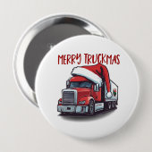 おもしろいクリスマス半輸送トラック 缶バッジ (正面&裏面)