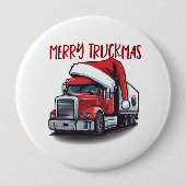 おもしろいクリスマス半輸送トラック 缶バッジ (正面)