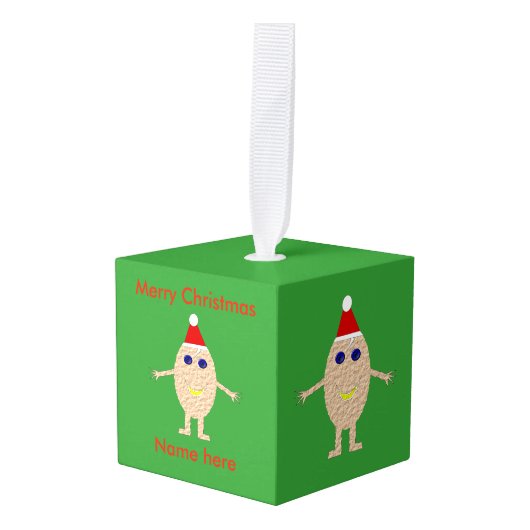 おもしろいクリスマス卵カスタムオーナメント キューブオーナメント (正面アングル)