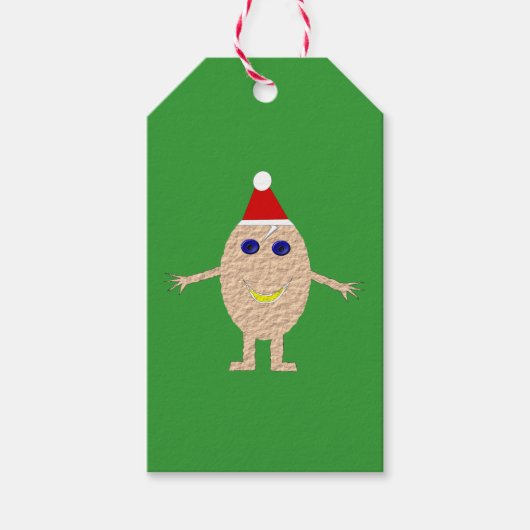 おもしろいクリスマス卵カスタムラベル ギフトタグ (正面)