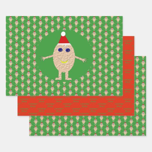 おもしろいクリスマス卵カスタム ラッピングペーパーシート (セット)