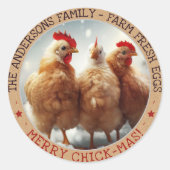 おもしろいクリスマス卵カートンのラベルかわいいおもしろいの雛 ラウンドシール (正面)