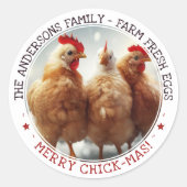 おもしろいクリスマス卵カートンのラベルかわいいおもしろいの雛 ラウンドシール (正面)