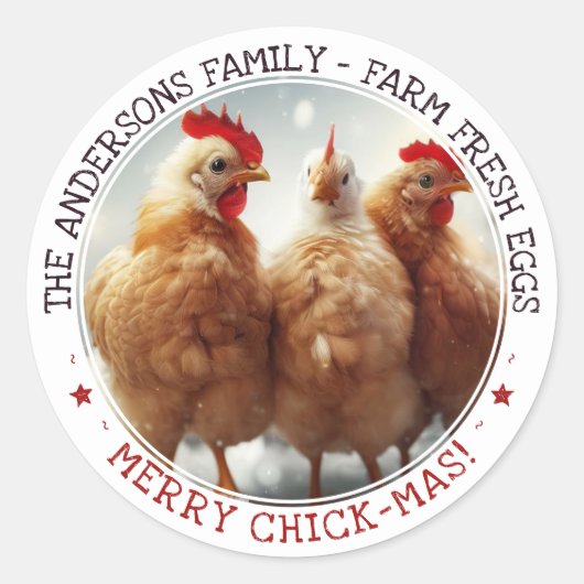 おもしろいクリスマス卵カートンのラベルかわいいおもしろいの雛 ラウンドシール (正面)