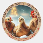 おもしろいクリスマス卵カートンのラベルかわいいおもしろいの雛 ラウンドシール (正面)