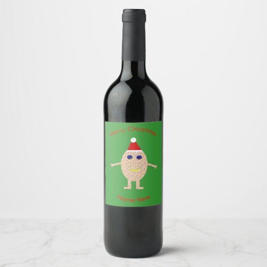 おもしろいクリスマス卵ボトルラベル ワインラベル (正面)