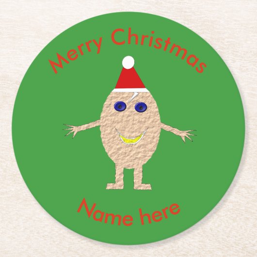 おもしろいクリスマス卵紙コースター ラウンドペーパーコースター (正面)