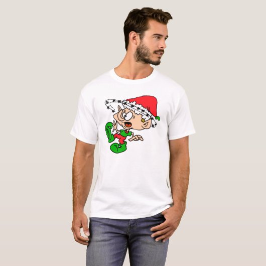 おもしろいクリスマス圧倒小妖精や小人休日クリスマスユーモア Tシャツ (正面フル)