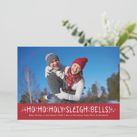 おもしろいクリスマス妊娠のお知らせ シーズンカード (スタンド正面)
