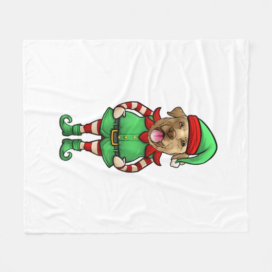 おもしろいクリスマス小妖精や小人イエロー・ラブラドール・レトリーバードッグイエローラブラドール フリースブランケット (正面(横))