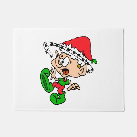 おもしろいクリスマス小妖精や小人クリスマスホリデージョーク ドアマット (正面)