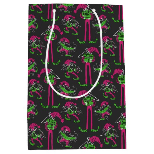 おもしろいクリスマス小妖精や小人格言 ミディアムペーパーバッグ (正面)