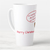 おもしろいクリスマス帽子のおじいちゃんクリスマスペット カフェラテマグ (左アングル)
