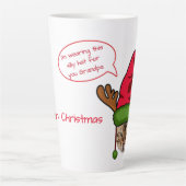 おもしろいクリスマス帽子のおじいちゃんクリスマスペット カフェラテマグ (正面)
