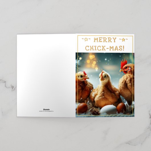 おもしろいクリスマス引用文かわいいおもしろいチックス写真 箔グリーティングカード (外側レイダウン)