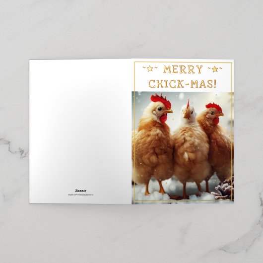 おもしろいクリスマス引用文かわいいおもしろいチックス写真 箔グリーティングカード (外側レイダウン)