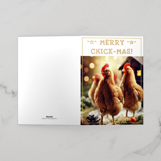 おもしろいクリスマス引用文かわいいおもしろいチックス写真 箔シーズンカード (外側レイダウン)