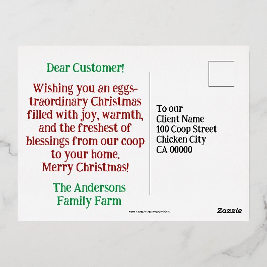 おもしろいクリスマス引用文かわいいおもしろいチックス写真 箔シーズンポストカード (裏面)