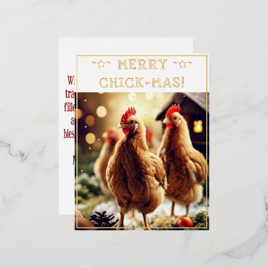 おもしろいクリスマス引用文かわいいおもしろいチックス写真 箔シーズンポストカード (正面/裏面)