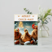 おもしろいクリスマス引用文かわいいおもしろいチックス写真 箔シーズンポストカード (立ち正面)