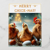 おもしろいクリスマス引用文かわいいおもしろいチックス写真 箔シーズンポストカード (正面)