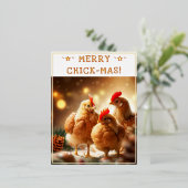 おもしろいクリスマス引用文かわいいおもしろいチックス写真 箔シーズンポストカード (立ち正面)