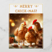おもしろいクリスマス引用文かわいいおもしろいチックス写真 箔シーズンポストカード (正面)