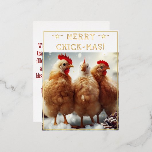 おもしろいクリスマス引用文かわいいおもしろいチックス写真 箔シーズンポストカード (正面/裏面)